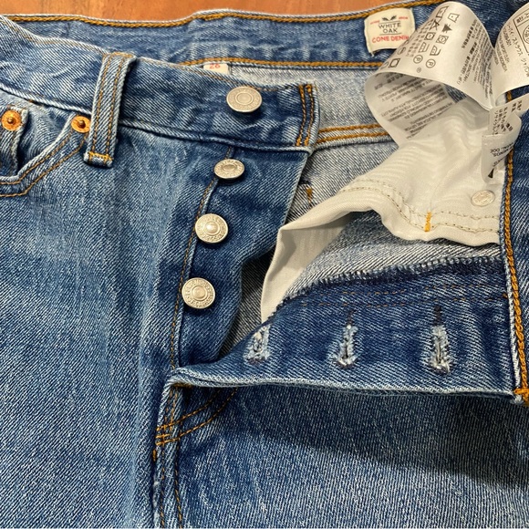 Levi’s White Oak Cone Denim Wedgie button fly 26 retro blogger fav raw crop - Picture 11 of 14